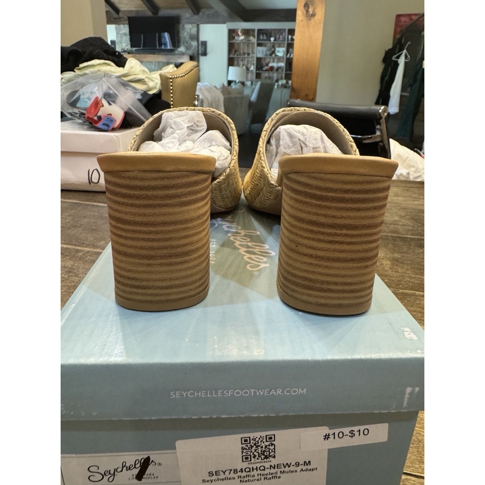 Seychelles Adapt Raffia Mules Sandal Natural Size 9 Beachy Coastal Neutral - Picture 5 of 11